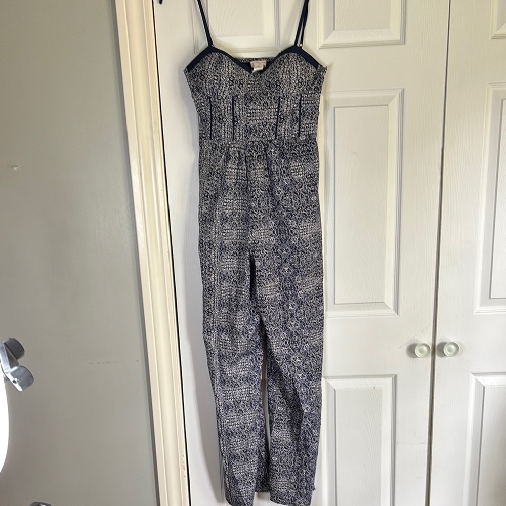 Band of Gypsies Blue and White Printed Jumpsuit